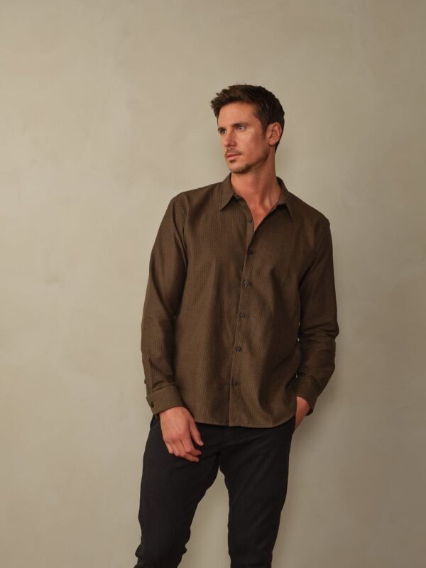 Accord Organic Cotton Striped Flannel Shirt - Final Sale - Image 2