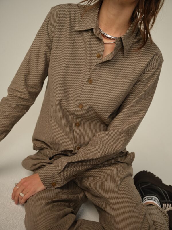 Accord Organic Cotton Striped Flannel Shirt - Final Sale - Image 8