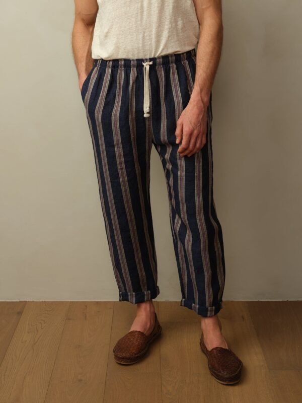 Bali Drawstring Embroidered Linen Pant - Image 2