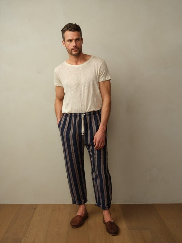 Bali Drawstring Embroidered Linen Pant - Image 5