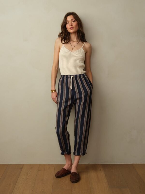 Bali Drawstring Embroidered Linen Pant - Image 6