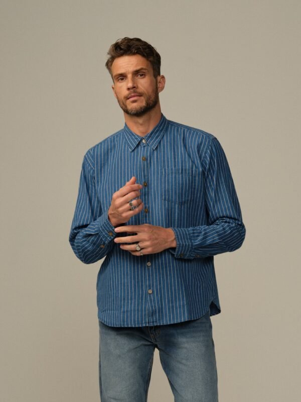 Men's Accord Dot-Dyed Indigo Shirt - Image 2