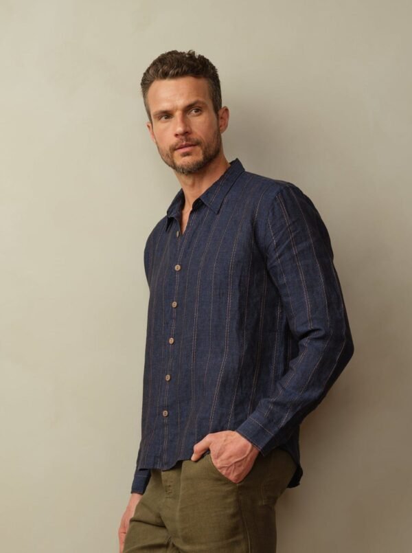 Men's Accord Embroidered Linen Shirt - Image 3