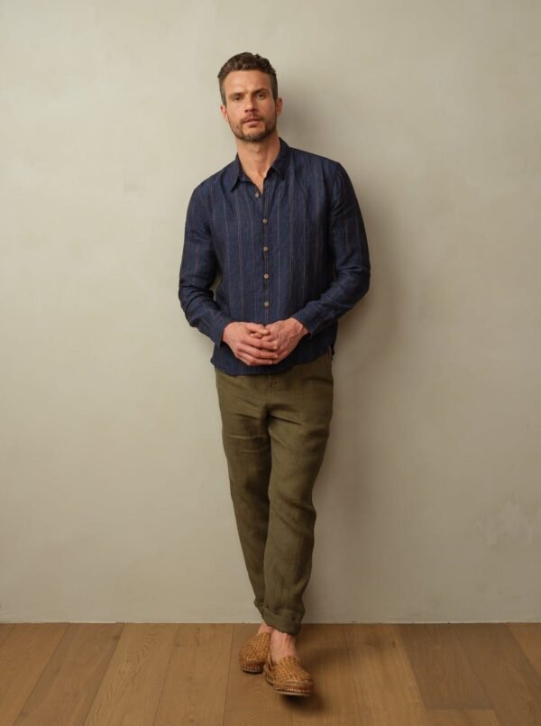 Men's Accord Embroidered Linen Shirt - Image 5