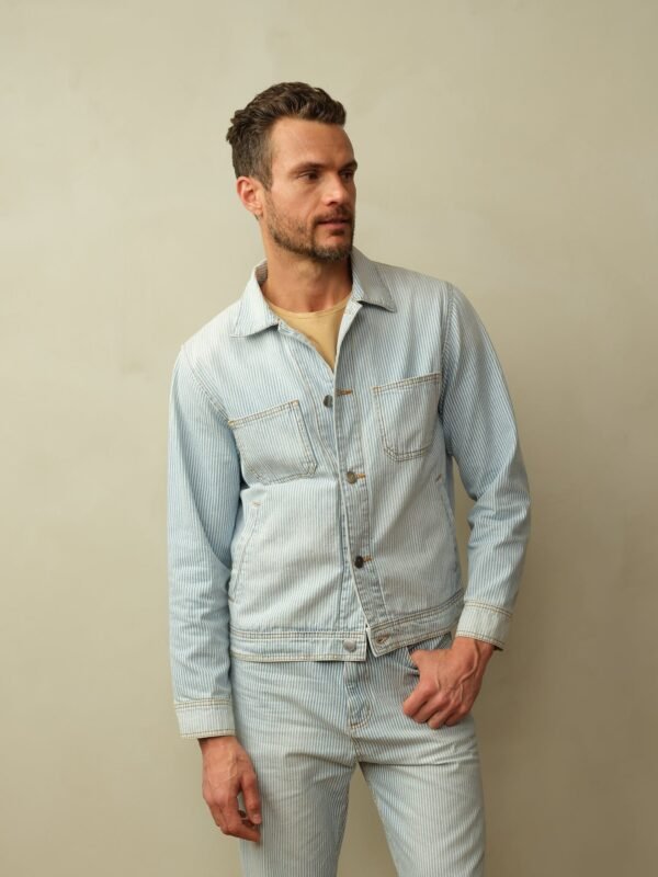 Men's Cody Japanese Denim Railroad Stripe Jacket - Image 2