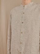 Men's Striped Monty Mandarin in Linen - Final Sale