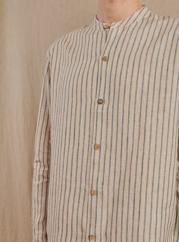 Men's Striped Monty Mandarin in Linen - Final Sale - Image 7