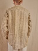Men's Striped Monty Mandarin in Linen - Final Sale