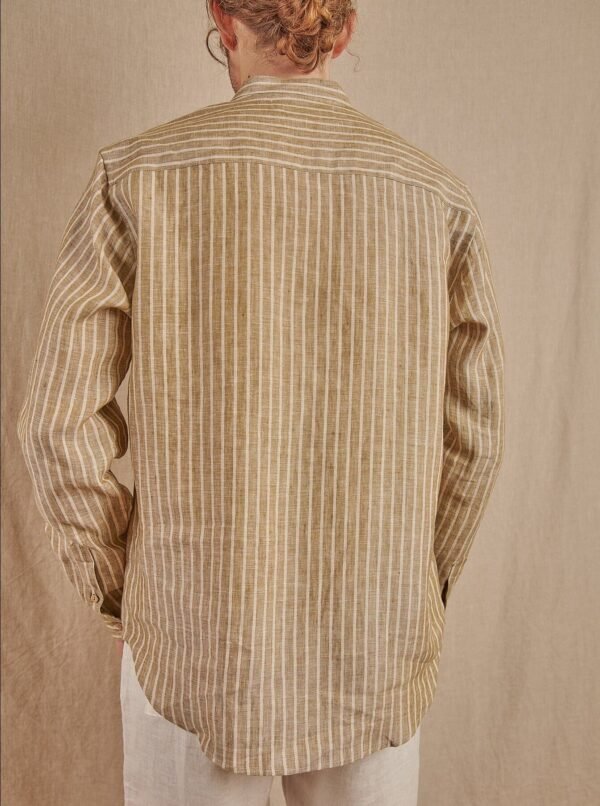 Men's Striped Monty Mandarin in Linen - Final Sale - Image 5