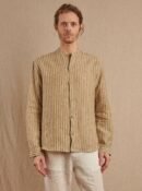 Men's Striped Monty Mandarin in Linen - Final Sale